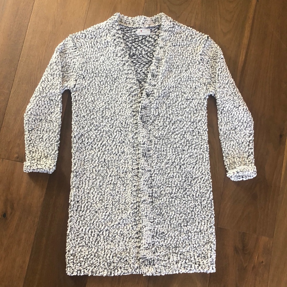 Cardigan. Boucle.  Black and white.  Size L.  Perfect condition.  Worn once.